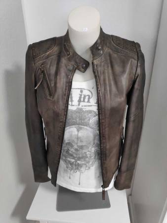 BLUE MONKEY Lederjacke taupe braun Größe S