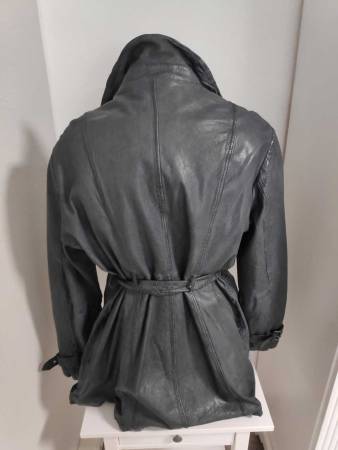 BLUE MONKEY Lederjacke Trenchcoat taubenblau Größe 3XL