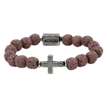 ACROSS Armband KREUZ Lavastein braun