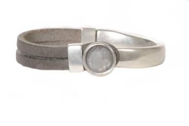 QOSS Armband GWEN vintage schwarz Stein grau rund