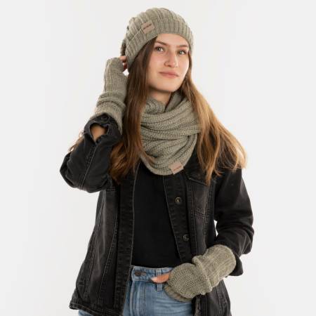 Preview: KNIT FACTORY Handstulpen NICA urban green