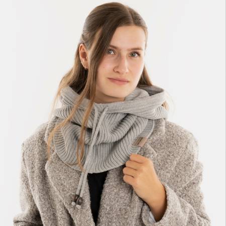 KNIT FACTORY Kapuzenschal EVY grau