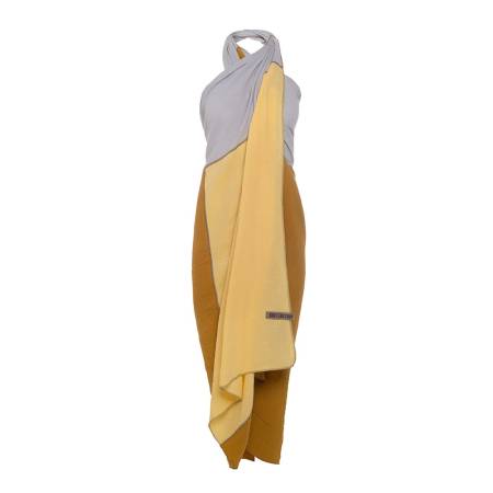 KNIT FACTORY FAY Pareo XL Schal ocker / citrus