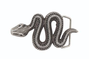LUCA KAYZ Gürtelschließe RATTLESNAKE schwarz silber