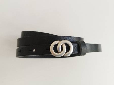 LUCA KAYZ Komplettgürtel ROMY nero Schließe silber 1,5 cm