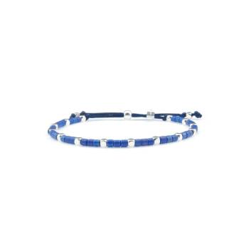 QOSS Armband BOUKJE blau silber 2 mm