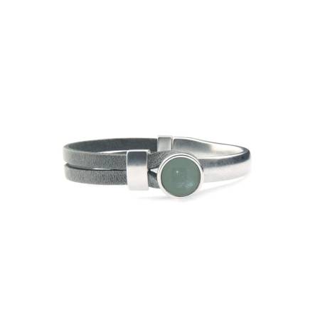 QOSS Armband GWEN grau Stein jade rund