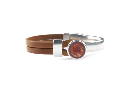 QOSS Armband GWEN naturell Stein kastanie rund
