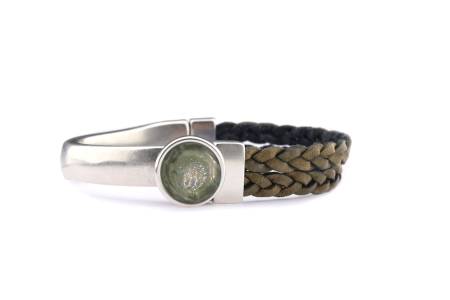 QOSS Armband HOLLY grün Stein moosgrün rund