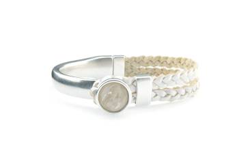 QOSS Armband HOLLY weiß Stein creme rund