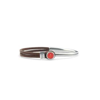 QOSS Armband VEERLE braun Stein roos rund