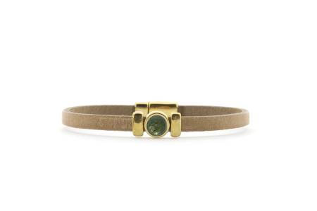 QOSS Armband ISABEL gold taupe kieferngrün