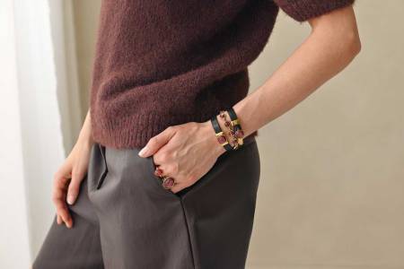 Preview: QOSS Armband LOIS gold burgundy