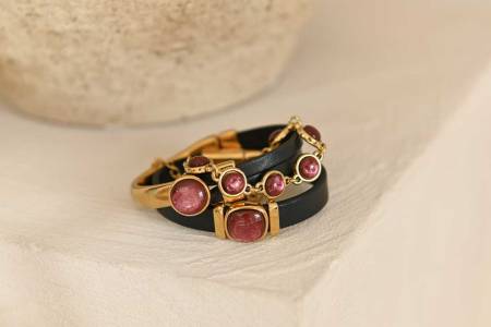 Preview: QOSS Armband LOIS gold burgundy