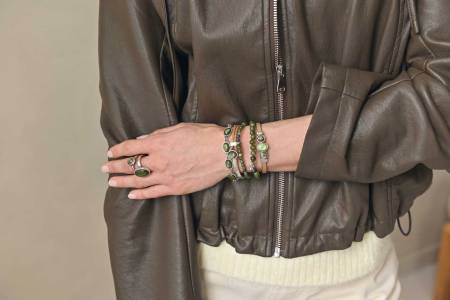Preview: QOSS Armband YVONNE silber Taiwan Jade