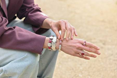 Preview: QOSS Armband DOREEN silber jeansblau