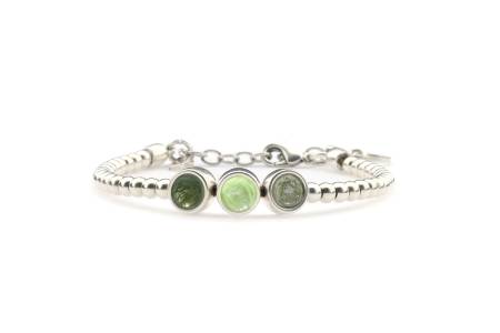QOSS Armband SUZANNE silber kieferngrün Serie