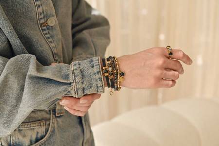 Preview: QOSS Armband ZOEY gold burgundy mit Disc