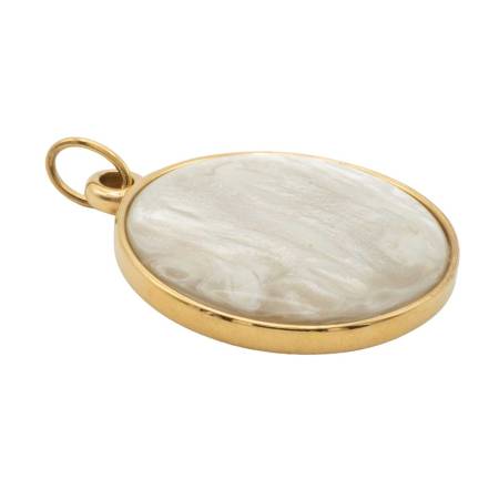 QOSS Anhänger SYLVIA gold Ø 3,5 cm creme