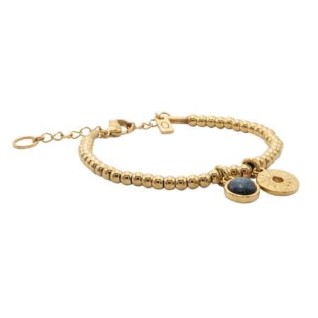 QOSS Armband ZOEY gold jeansblau mit Disc