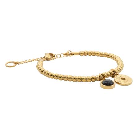 QOSS Armband ZOEY gold schwarz mit Disc
