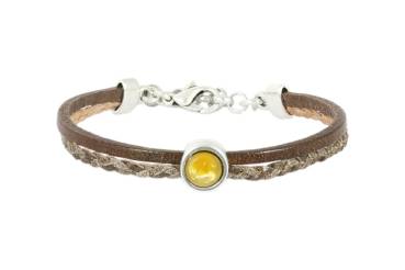 QOSS Armband FLEUR braun Stein ocker