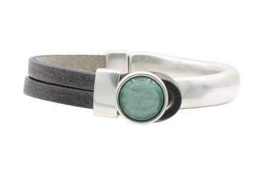 QOSS Armband GWEN vintage schwarz Stein grün rund