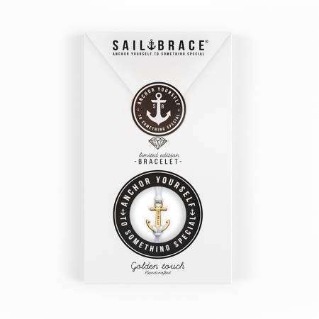 SAILBRACE Armband weiss ANKER gold
