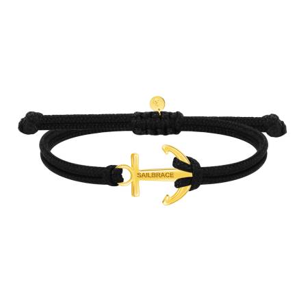SAILBRACE Armband schwarz ANKER gold