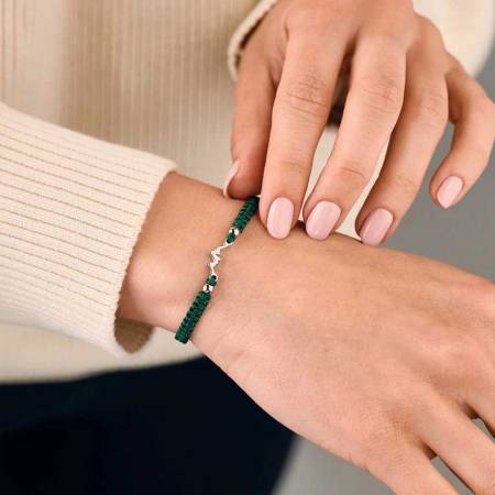 SAILBRACE Armband SILVER MOUNTAIN DARK GREEN BRAIDED