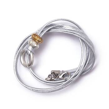 SchauTime LEDERKETTE Formentera Platinum Bicolor 60 cm
