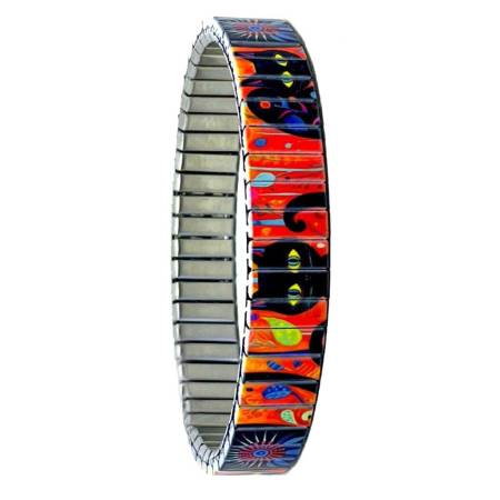 urband LONDON Edelstahlzugarmband ART Orange Schwarz - 10 mm