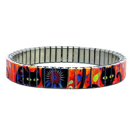 urband LONDON Edelstahlzugarmband ART Orange Schwarz - 10 mm