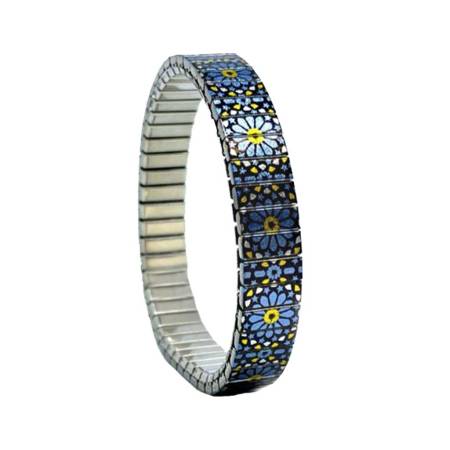 urband LONDON Edelstahlzugarmband CARNIVAL Blau Schwarz Gelb - 10 mm