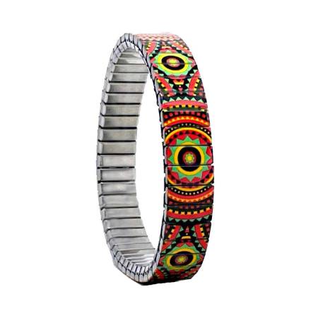 urband LONDON Edelstahlzugarmband CHECKERS ORANGE Bunt - 10 mm