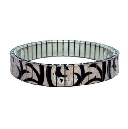 urband LONDON Edelstahlzugarmband HIPPIE Rosé Schwarz Metallic - 10 mm