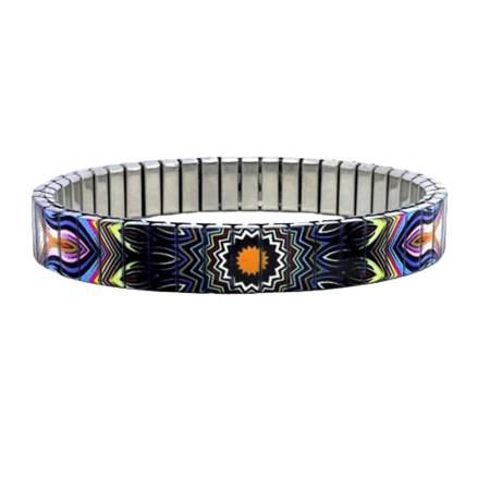 urband LONDON Edelstahlzugarmband MANDALA IRISH Schwarz Bunt - 10 mm