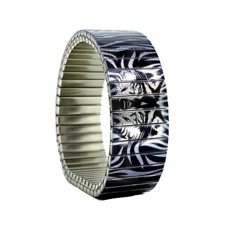 urband LONDON Edelstahlzugarmband TATTOO WILDLAND WOLVES Schwarz Cobalt Silber Metallic - 18 mm