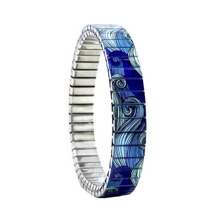 urband LONDON Edelstahlzugarmband WAVES Blau - 10 mm