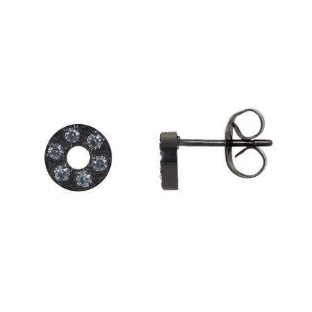 iXXXi Ohrstecker CIRCLE STONE klein schwarz - 6 mm