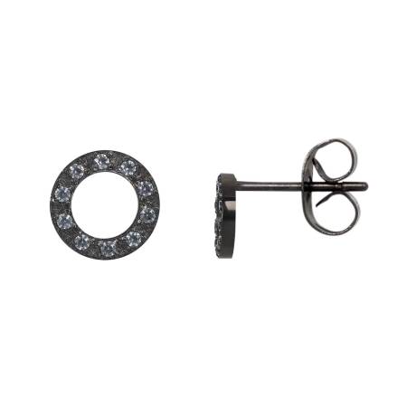 iXXXi Ohrstecker CIRCLE STONE schwarz - 10 mm
