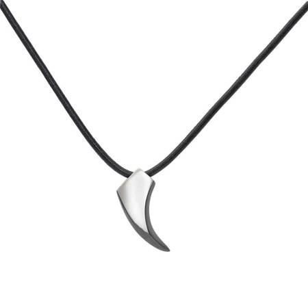 iXXXi LEDERKETTE MIT ANHÄNGER TOOTH - silber matt 50 cm