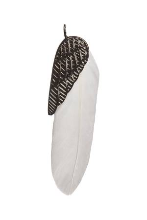 TRAUMFÄNGER Kettenanhänger TRAUMFEDER grau weiss 8 cm