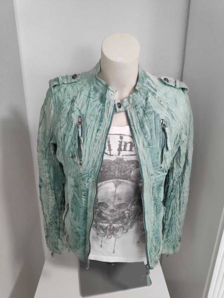 BLUE MONKEY Lederjacke türkisgrün Größe XL