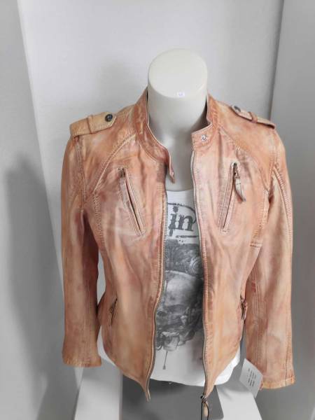 BLUE MONKEY Lederjacke apricot Größe L