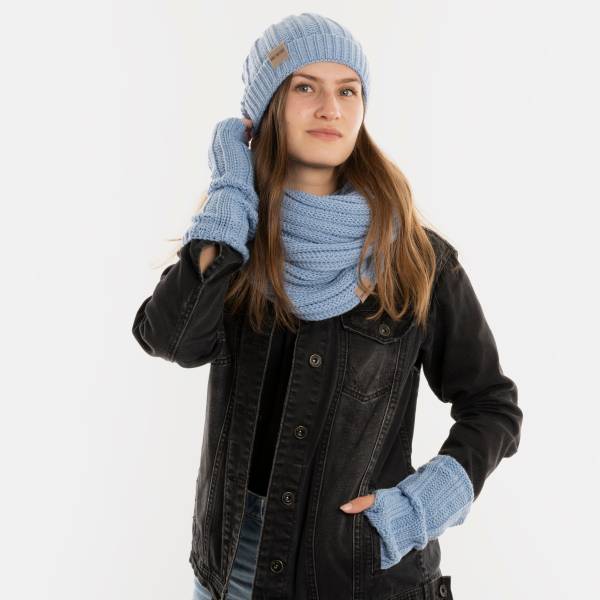 KNIT FACTORY Handstulpen NICA crystal blue