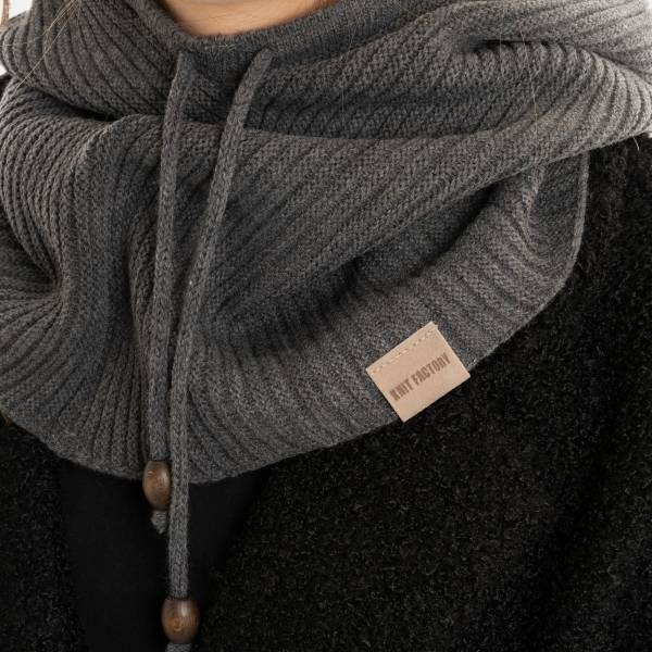 KNIT FACTORY Kapuzenschal EVY anthrazit