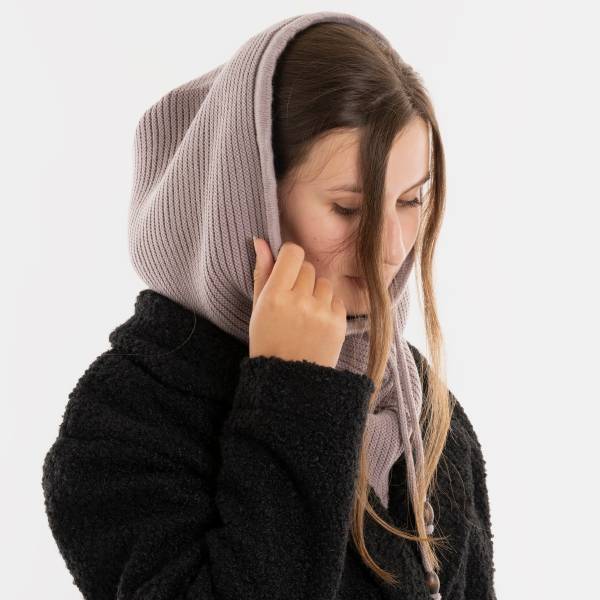 KNIT FACTORY Kapuzenschal EVY mauve
