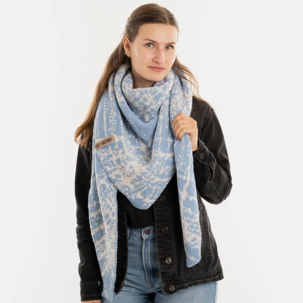 KNIT FACTORY Dreieckschal LEA beige crystal blue