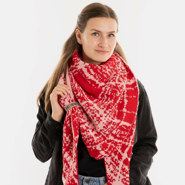 KNIT FACTORY Dreieckschal LEA bright red blossom pink